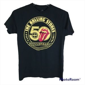 The Rolling Stones 50th anniversary black logo graphic T-shirt